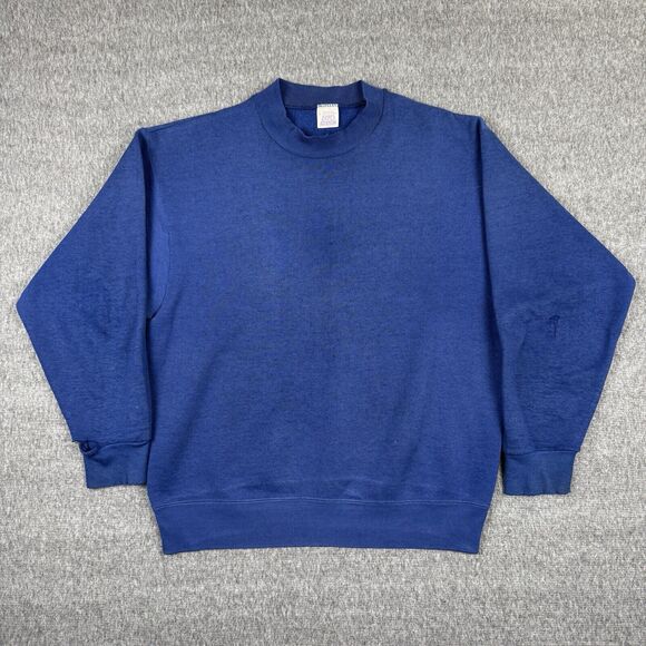 Vintage BVD Crewneck Sweatshirt Mens Large Blue Blank Cotton USA Made Retro - Picture 1 of 8
